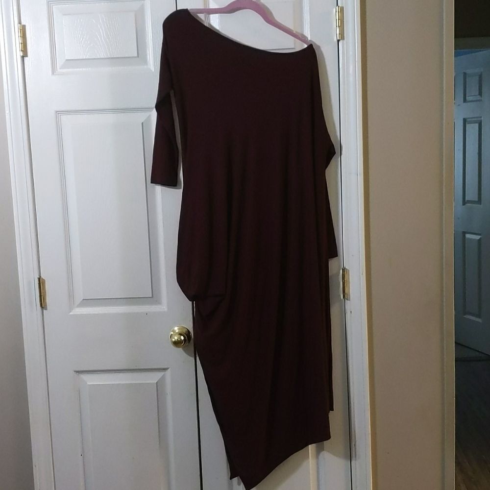 Chris Gramer maroon multiway drape dress One size NWT